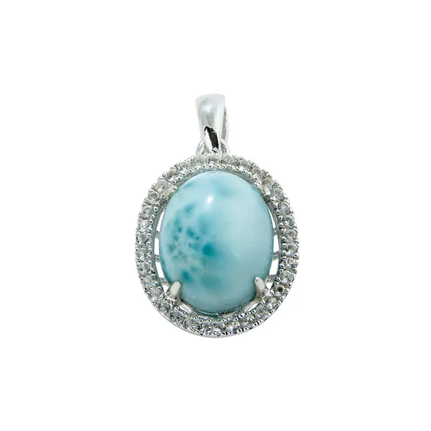 Anhänger Larimar, Topas, 2,1cm, rhodiniert | GH Edelsteine, Heilsteine & Schmuck
