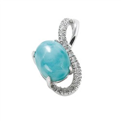 242018140090 Anhänger Larimar, Topas, Oval (8 x 6mm), 1,5cm, rhodiniert | Marco Schreier