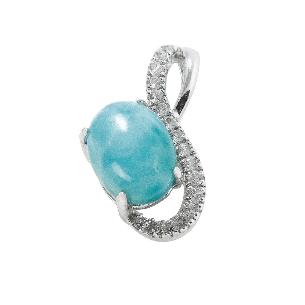 Pendente Larimar, topazio, ovale (8 x 6 mm), 1,5 cm, rodiato | Marco Schreier