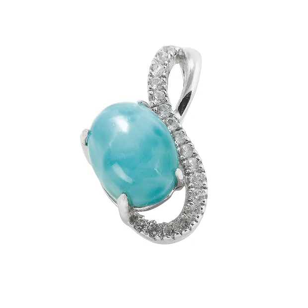 Anhänger Larimar, Topas, Oval (8 x 6mm), 1,5cm, rhodiniert | Marco Schreier