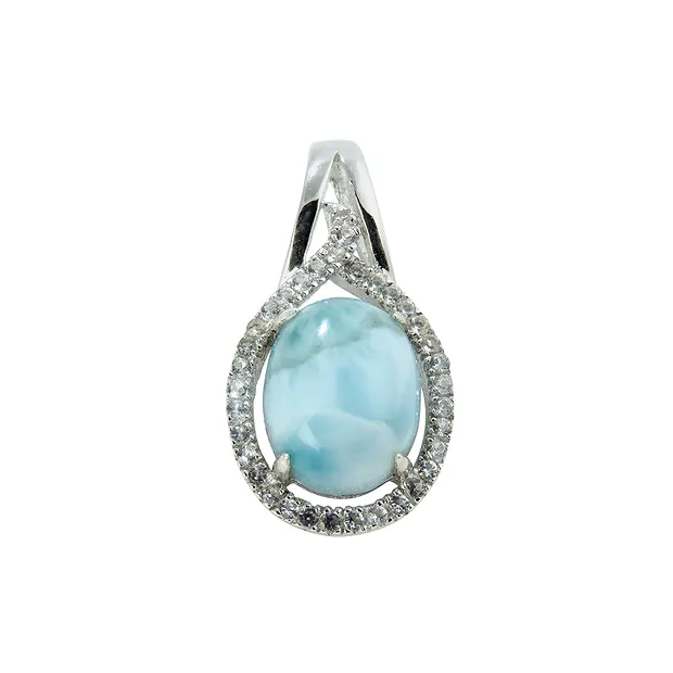 Larimar pendant, topaz, oval ((10 x 8mm), 2.2cm, rhodiniert | Marco Schreier
