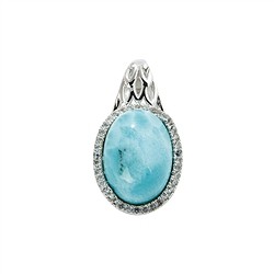 242018140180 Larimar pendant, topaz, oval (14 x 10mm), 2.4cm, rhodiniert | Marco Schreier