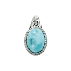 242018140180 Larimar pendant, topaz, oval (14 x 10mm), 2.4cm, rhodiniert | Marco Schreier