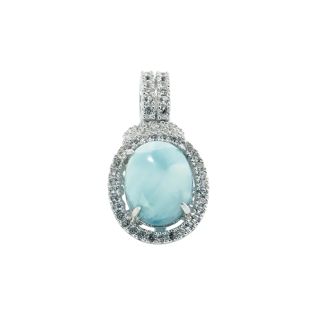 Pendente Larimar, topazio, 2,4 cm, rodiato | grossista gemme e pietre curative