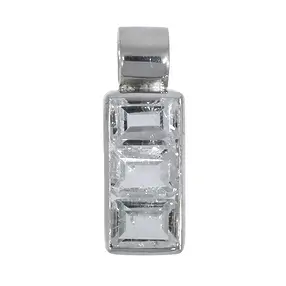 Pendentif Topaze (blanche), rectangles facettés, 2,3cm, rhodié | Marco Schreier