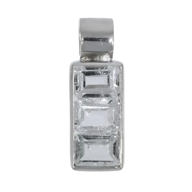 Pendentif Topaze (blanche), rectangles facettés, 2,3cm, rhodié | Marco Schreier