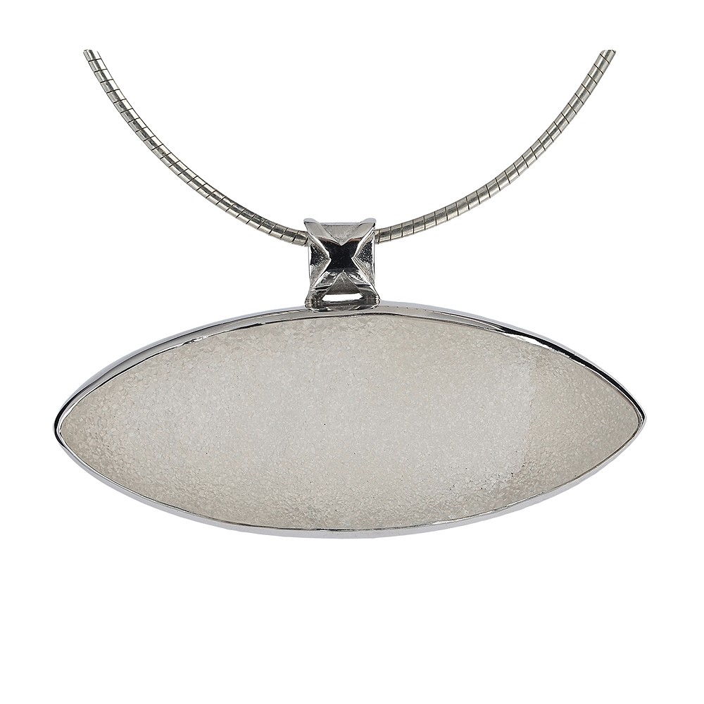 Agate (Druzy) pendant, 3.2 x 6.0 cm, rhodiniert | gems, healing stones & jewelry