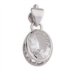 242018160031 Colgante ovalado de cristal de roca facetado, 3,5 cm, rodinado  | Marco Schreier