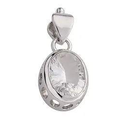 242018160031 Oval faceted Rock Crystal pendant, 3.5 cm, rhodiniert  | Marco Schreier