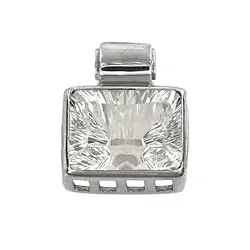 242018160033 Pendentif Cristal de roche facetté (rectangle), 3,0cm, rhodié | Marco Schreier