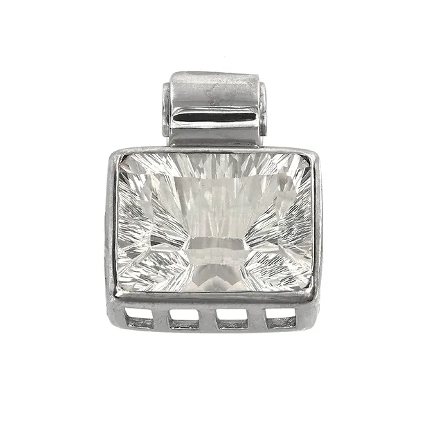 Rock Crystal faceted pendant (rectangle), 3.0 cm, rhodiniert | Marco Schreier