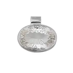 242018160035 Pendentif Cristal de roche ovale facetté, 2,6cm, rhodié | Marco Schreier