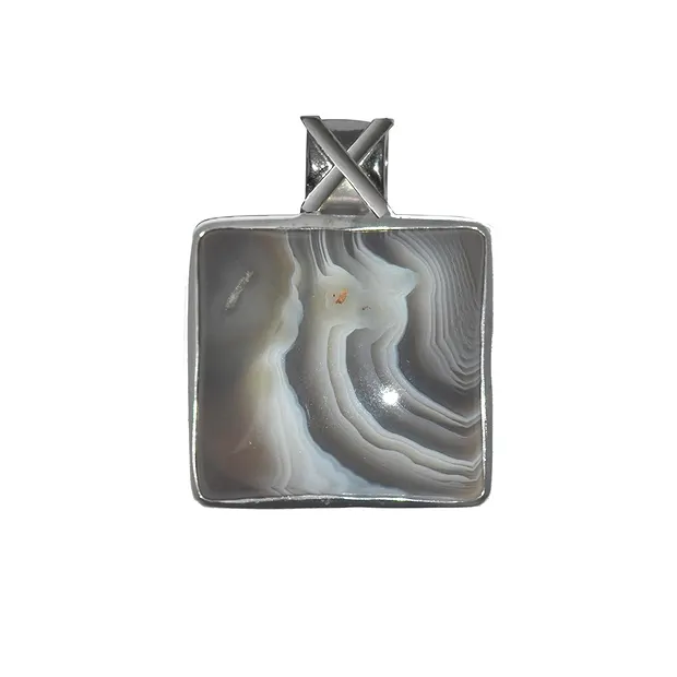 Anhänger Achat Quadrat, 3,4cm, rhodiniert | GH Edelsteine, Heilsteine & Schmuck