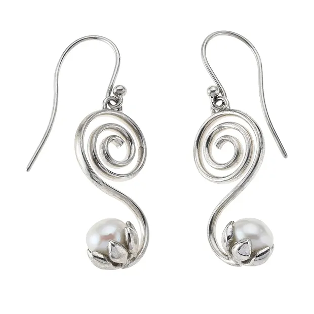 Anhänger Spirale mit Perle, 5,3cm, rhodiniert | Edelsteine, Heilsteine & Schmuck