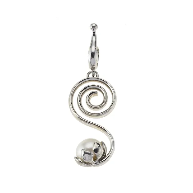 Ciondolo a spirale con perla, 5,3 cm, rodiato | Marco Schreier