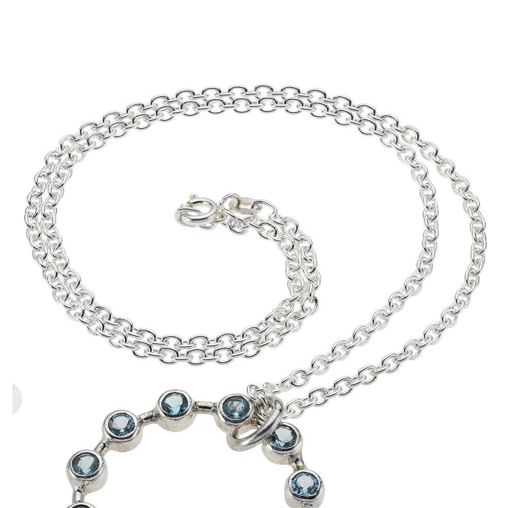 Pendentif Topaze bleu à facettes, 3,8cm, rhodié | Marco Schreier