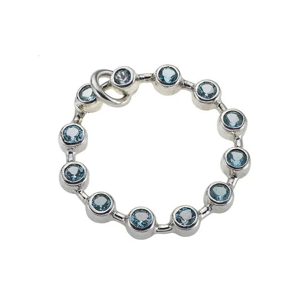 Pendentif Topaze bleu à facettes, 3,8cm, rhodié | Marco Schreier