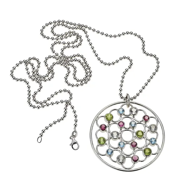 Ciondolo Peridoto, topazio, tormalina sfaccettata "cerchio sfaccettato", 5,0 cm, rodiato | Marco Schreier