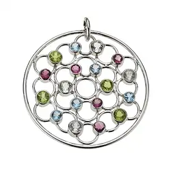 242018160049 Ciondolo Peridoto, topazio, tormalina sfaccettata "cerchio sfaccettato", 5,0 cm, rodiato | Marco Schreier