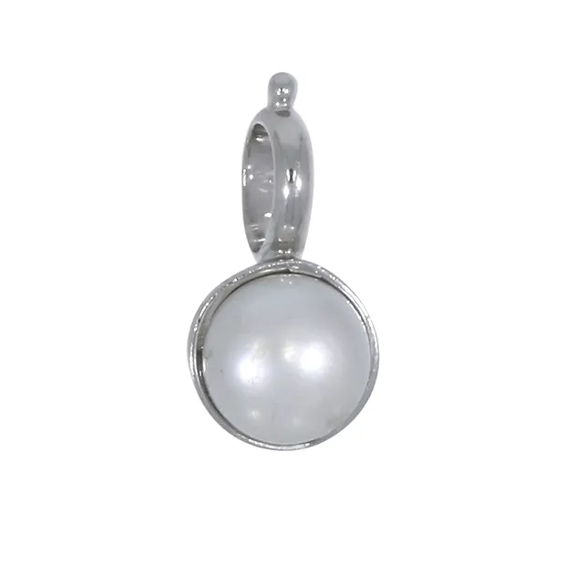 Pendentif perle blanche (8mm), 1,8cm, rhodié | Marco Schreier