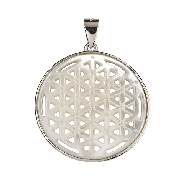 Flower of Life pendant with Mother of Pearl, 3.7 cm, rhodiniert | Marco Schreier