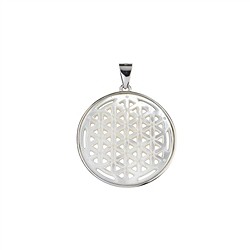 242018170033 Flower of Life pendant with Mother of Pearl, 3.7 cm, rhodiniert | Marco Schreier