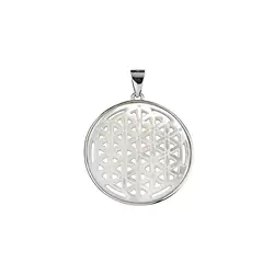 242018170033 Flower of Life pendant with Mother of Pearl, 3.7 cm, rhodiniert | Marco Schreier