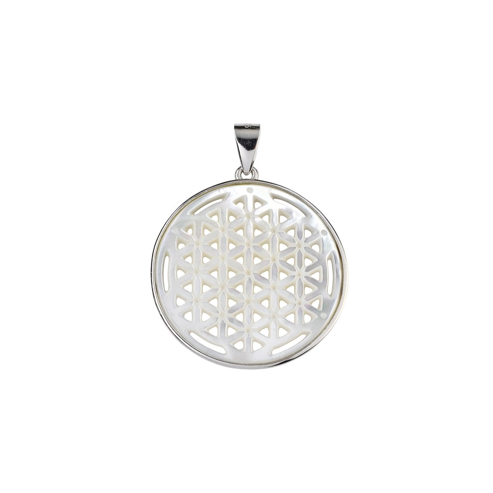Flower of Life pendant with Mother of Pearl, 3.7 cm, rhodiniert | Marco Schreier