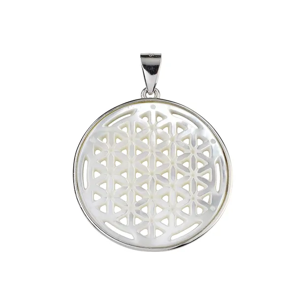 Flower of Life pendant with Mother of Pearl, 3.7 cm, rhodiniert | Marco Schreier