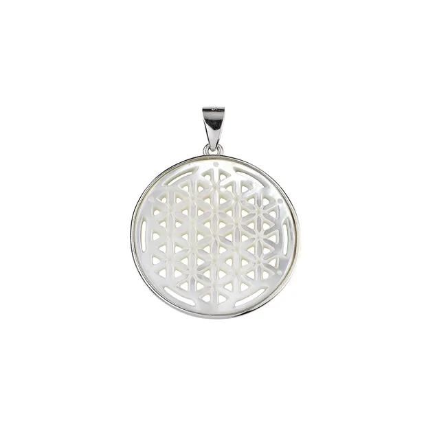 Flower of Life pendant with Mother of Pearl, 3.7 cm, rhodiniert | Marco Schreier
