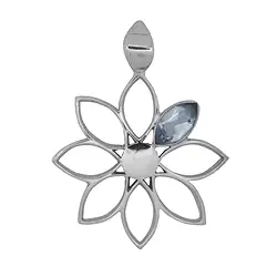 242018170100 Ciondolo "Fiore" Topazio (blu) sfaccettato, 4,0 cm, rodiato | Marco Schreier