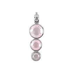242018180061 Anhänger Rosenquarz, rund (10mm, 8mm, 6mm), 3,8cm, rhodiniert | Marco Schreier