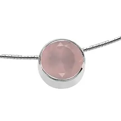 242018180076 Anhänger Rosenquarz (12mm) facettiert, 1,3cm, rhodiniert | Marco Schreier
