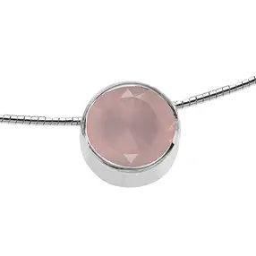 Pendentif Quartz rose (12mm) facetté, 1,3cm, rhodié | Marco Schreier