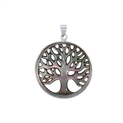 242018190001 Pendentif Arbre de vie nacre (foncée), 3,9cm, rhodié | Marco Schreier