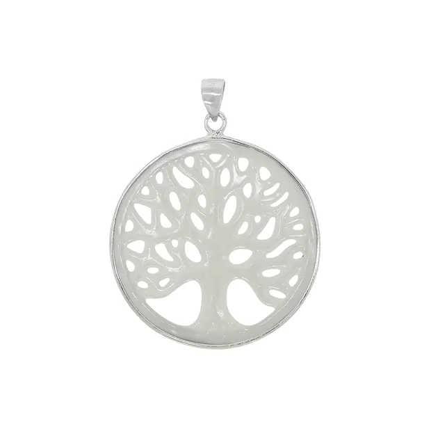 Pendentif Arbre de vie nacre (claire), 3,9cm, rhodié | Marco Schreier