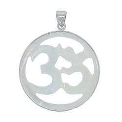 242018190003 Pendentif symbole Om nacre (claire), 3,9cm, rhodié | Marco Schreier