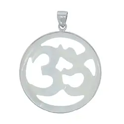 242018190003 Pendentif symbole Om nacre (claire), 3,9cm, rhodié | Marco Schreier