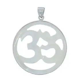 Anhänger Om-Symbol Perlmutt (hell), 3,9cm, rhodiniert | Marco Schreier