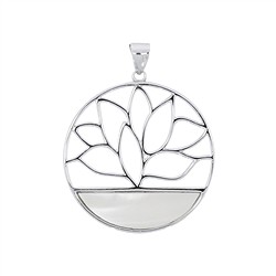 242018190004 Pendentif Lotus avec nacre, 3,9cm, rhodié | Marco Schreier