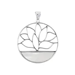 242018190004 Lotus pendant with Mother of Pearl, 3.9 cm, rhodiniert | Marco Schreier