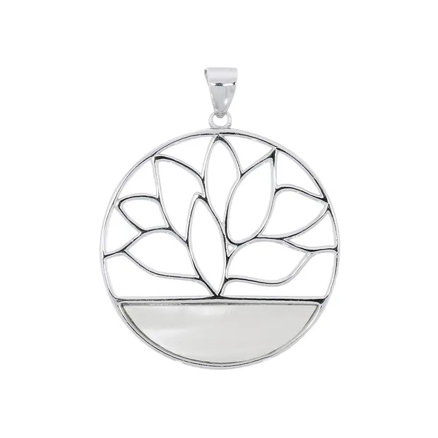 Pendentif Lotus avec nacre, 3,9cm, rhodié | Marco Schreier