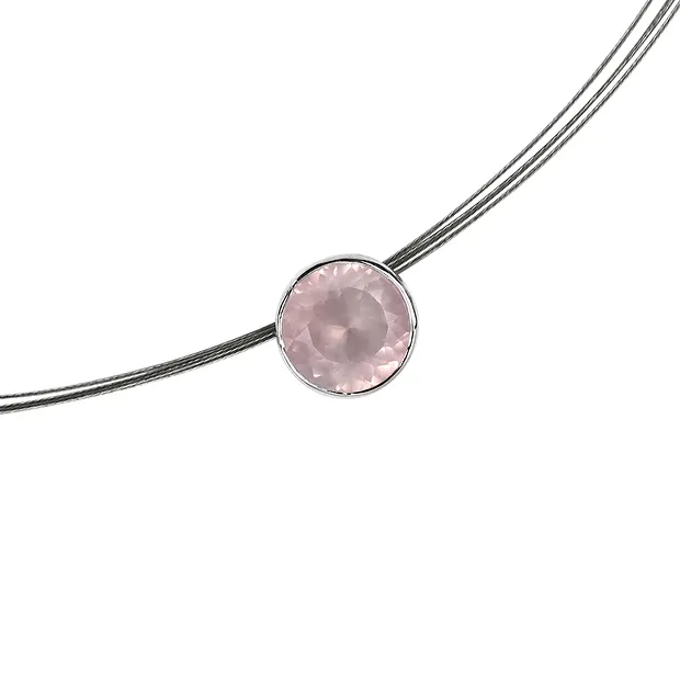 Anhänger Rosenquarz (08mm) facettiert, 1,0cm, rhodiniert | Marco Schreier