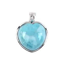 242018190032 Larimar heart pendant, 2.6 cm, rhodiniert | wholesaler gems & healing stones