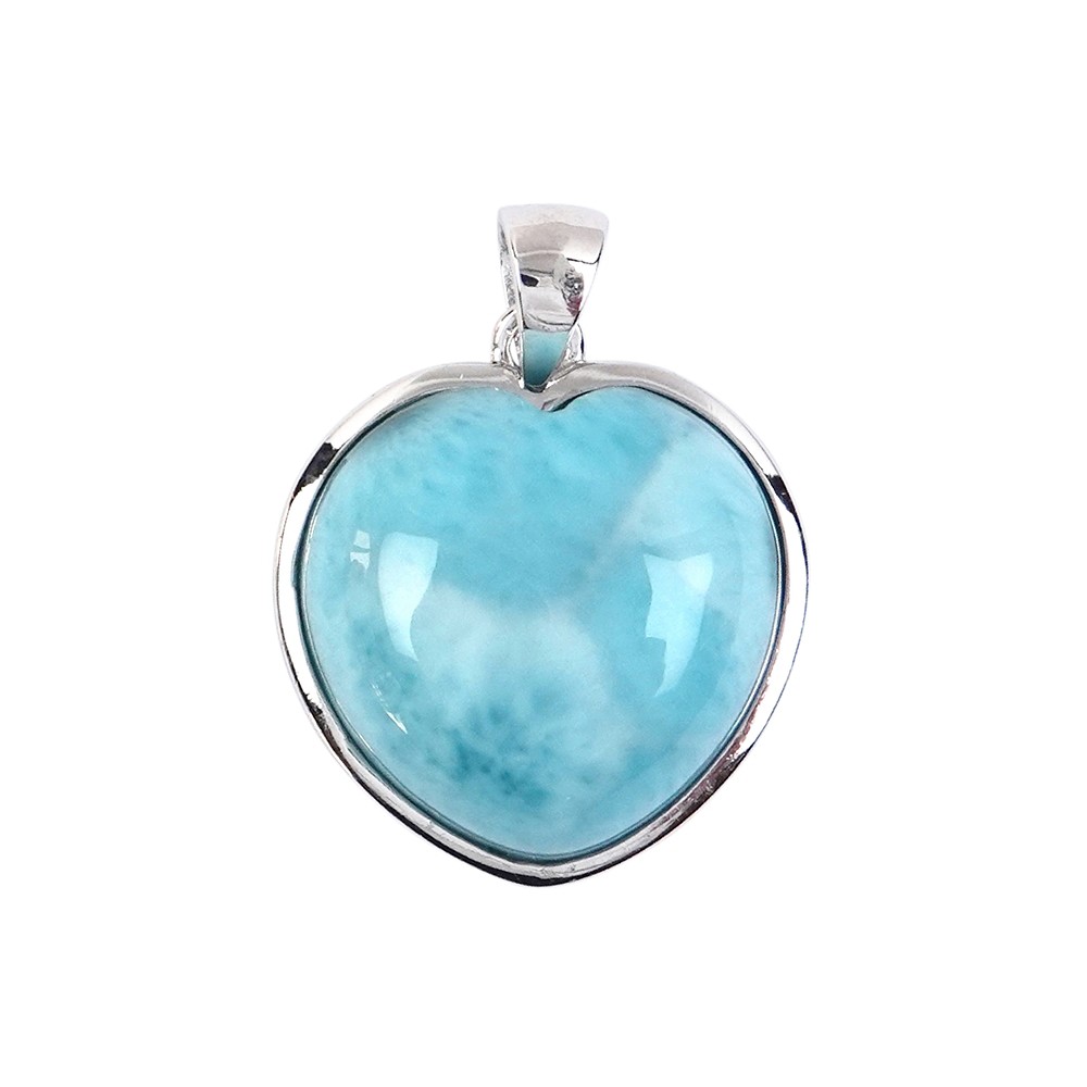 Pendente a cuore in Larimar, 2,6 cm, rodiato | grossista gemme e pietre curative