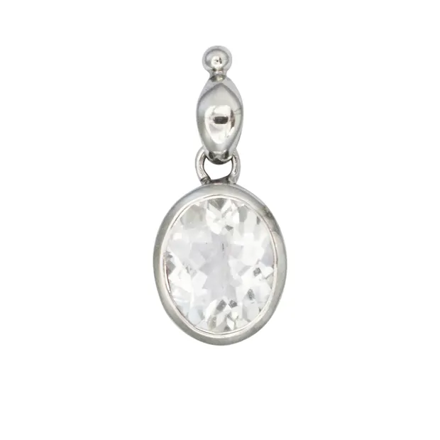 Topaz white faceted pendant (11 x 9mm), 2.3cm | wholesaler gems & healing stones