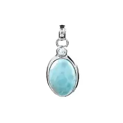 242018200050 Anhänger Larimar, Oval facettiert (18 x 13mm), Topas (4mm), rhodiniert | Marco Schreier