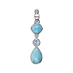 242018200052 Anhänger Larimar, Tropfen, Quadrat, Topas, 5,2cm, rhodiniert | Marco Schreier