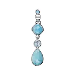 242018200052 Anhänger Larimar, Tropfen, Quadrat, Topas, 5,2cm, rhodiniert | Marco Schreier