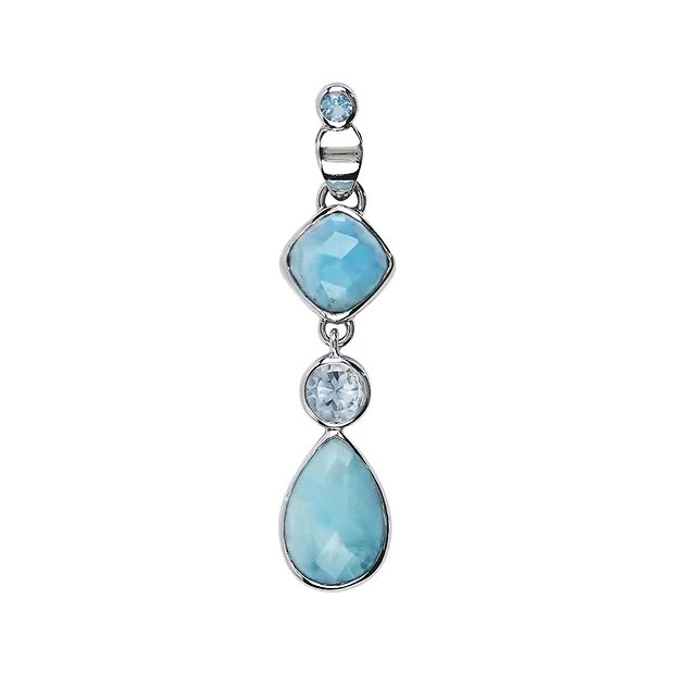 Anhänger Larimar, Tropfen, Quadrat, Topas, 5,2cm, rhodiniert | Marco Schreier